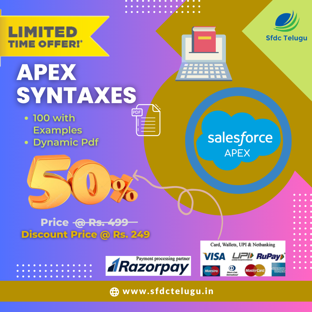 Apex 100 syntaxes sfdc telugu